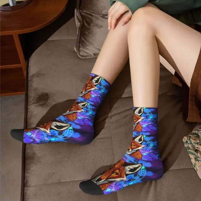 Tribal Red Fox Mandala Men's Crew Socks Unisex Fashion 3D Print Animal Dress Socks