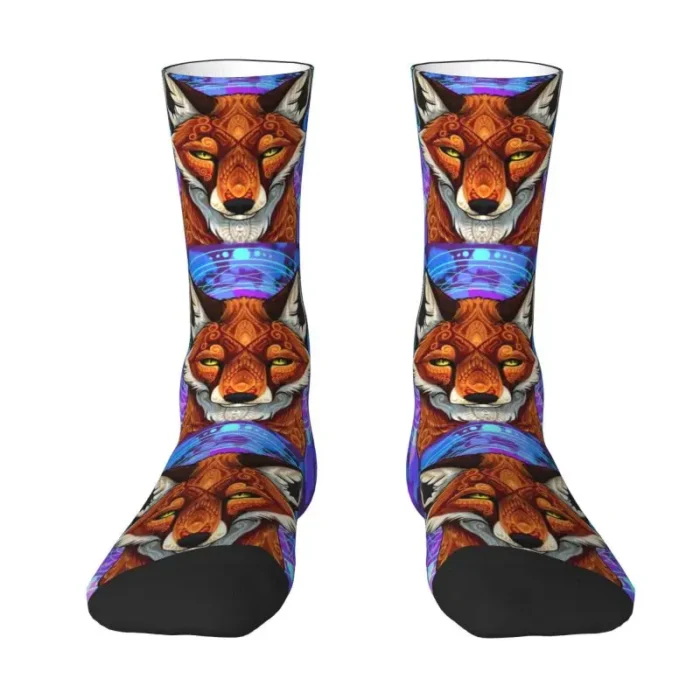 Tribal Red Fox Mandala Men&#8217;s Crew Socks Unisex Fashion 3D Print Animal Dress Socks -