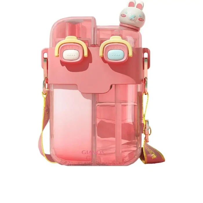 TwiceAsNice Kawaii Flat Water Bottles – Cute, Double-Sided Design - Pink, 780ml