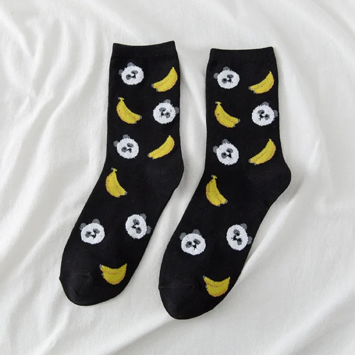 Urban Jungle: Whimsical Panda Fruit Print Socks