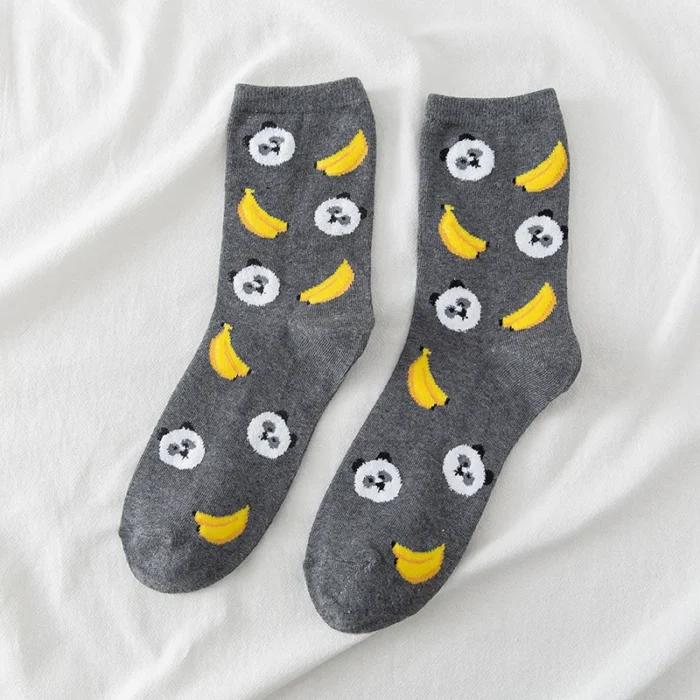 Urban Jungle: Whimsical Panda Fruit Print Socks
