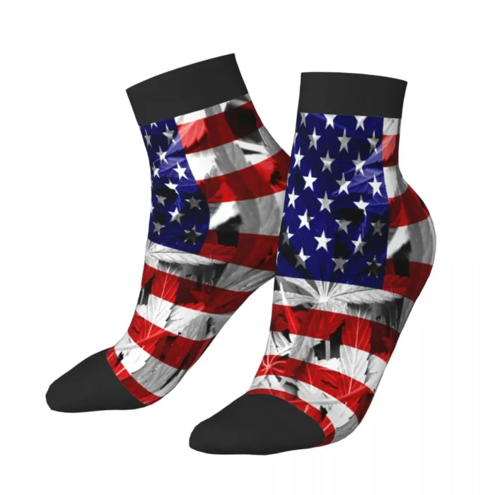 USA Flag Polyester Low Tube Socks - Breathable and Casual Short Socks