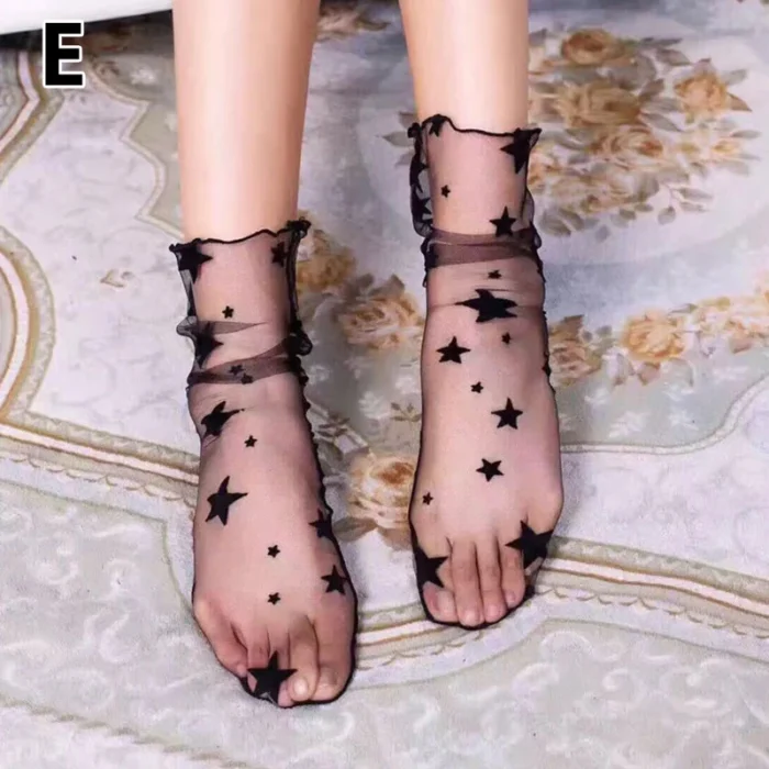 Vintage Dot Lace Floral Mesh Socks - Sexy Summer Harajuku Style