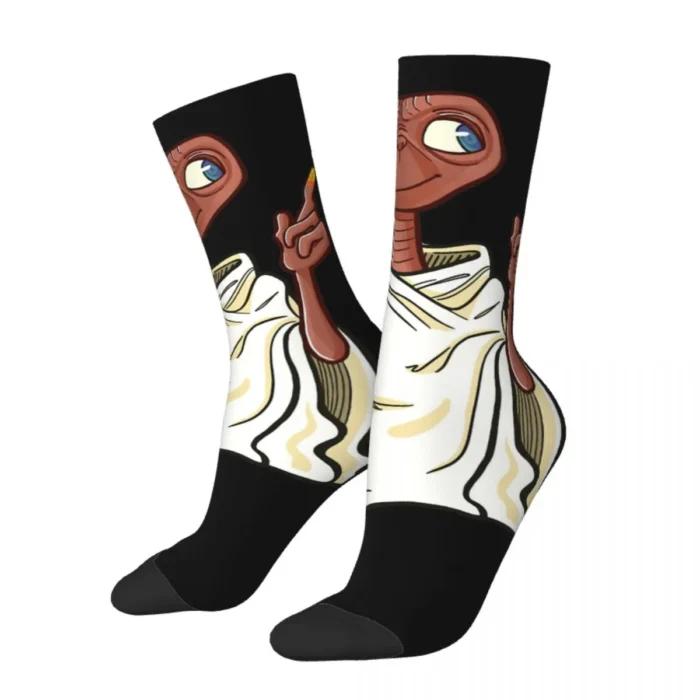 Vintage Kawaii E.T. Inspired Crew Socks - Unisex Hip Hop Style, Harajuku Printed, Ideal Gift for Film Enthusiasts