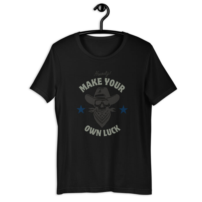Vintage Western Cowboy Skull Tee ‘Make Your Own Luck’ - Black, 2XL