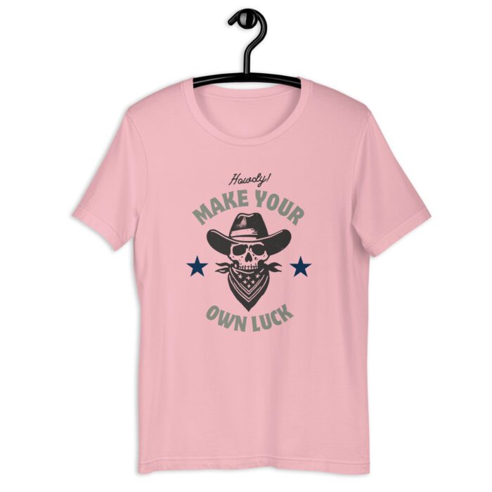 Vintage Western Cowboy Skull Tee ‘Make Your Own Luck’ - Pink, 2XL