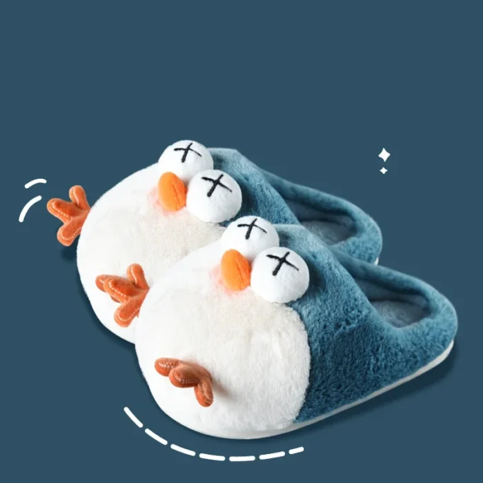 Warmth with a Tweet: Cute Cartoon Bird Cotton Slippers