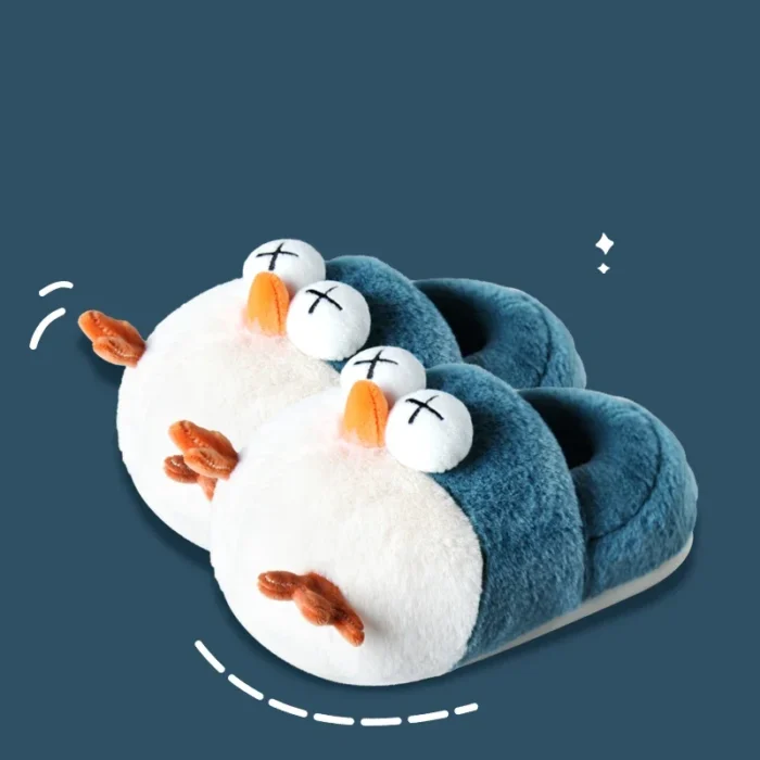 Warmth with a Tweet: Cute Cartoon Bird Cotton Slippers
