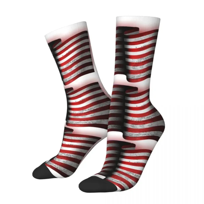 Windproof Geometric Abstract American Flag Socks - Novelty Spring Wear for Men and Women