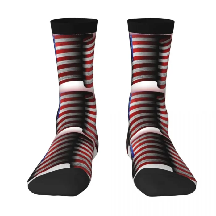 Windproof Geometric Abstract American Flag Socks - Novelty Spring Wear for Men and Women