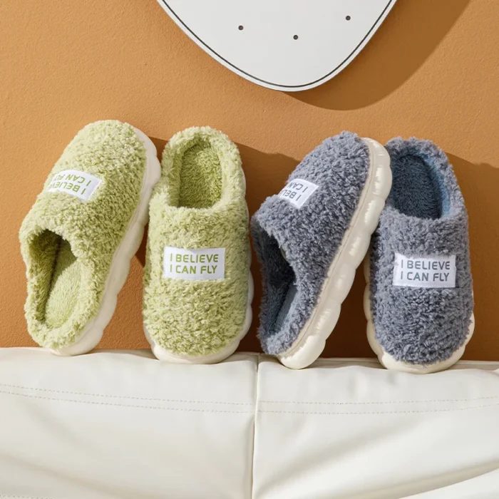 Winter Bliss: Thick Sole Warm Fluffy Slippers for Couples