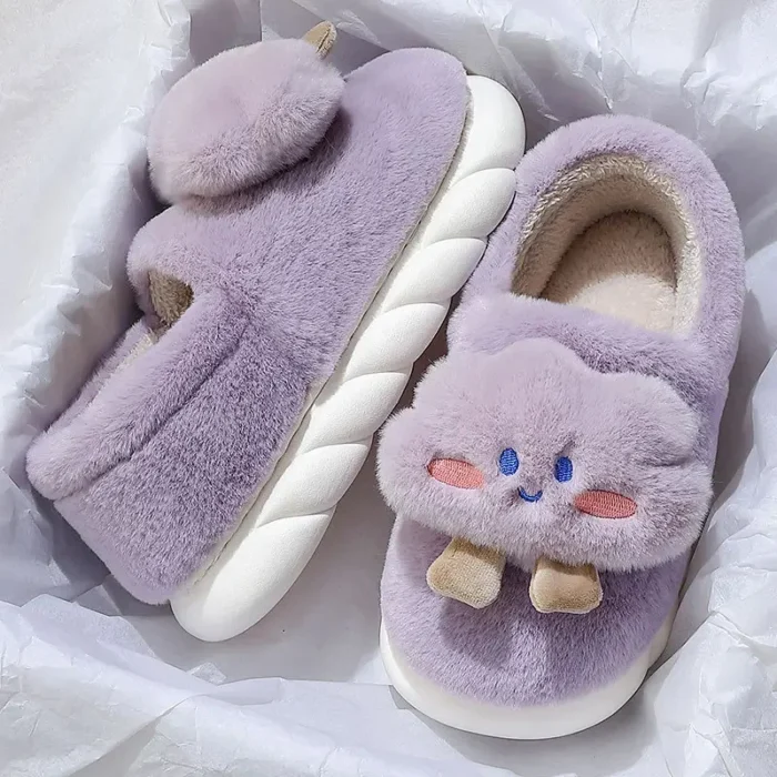 Winter Warmth: Hot Selling Plush Insulated Cotton Sole Slippers for Women