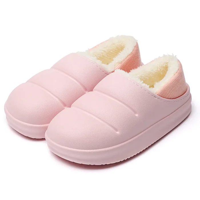 Winter Warmth: Women's Waterproof Fur Slippers with Thick Sole