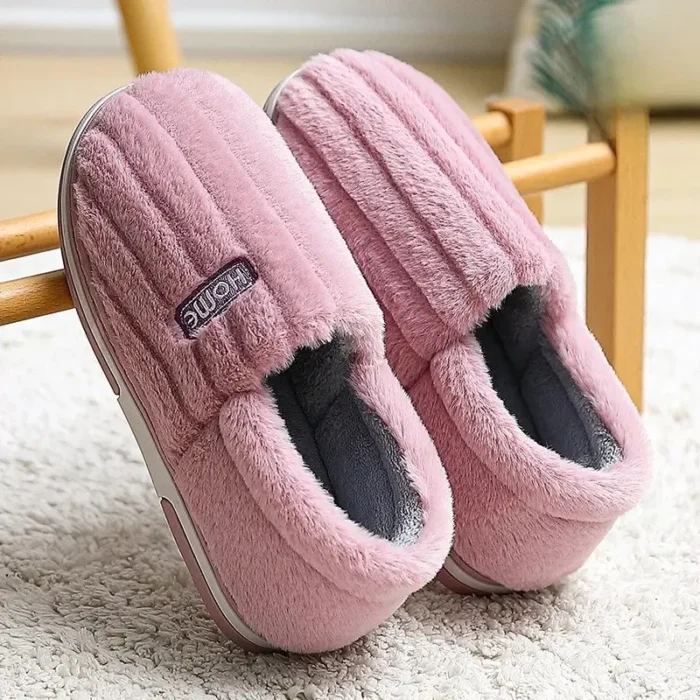 Winter Wool Warmth: Extra Cotton Slippers with Thick Anti-Slip Soles