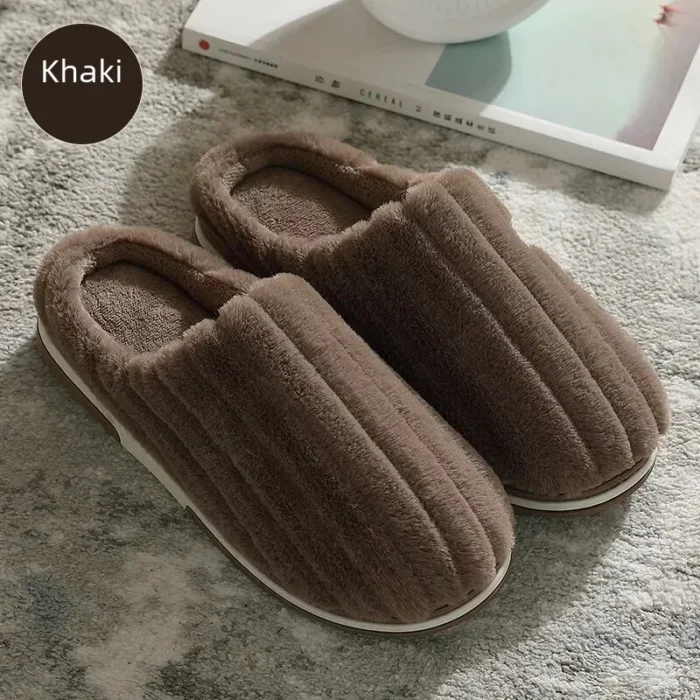 Winter Wool Warmth: Extra Cotton Slippers with Thick Anti-Slip Soles