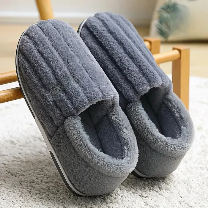 Winter Wool Warmth: Extra Cotton Slippers with Thick Anti-Slip Soles