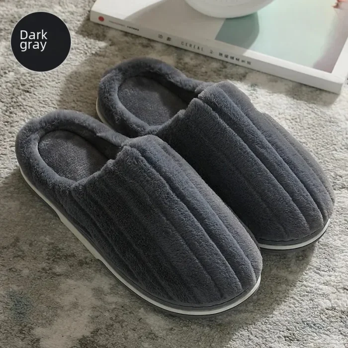 Winter Wool Warmth: Extra Cotton Slippers with Thick Anti-Slip Soles