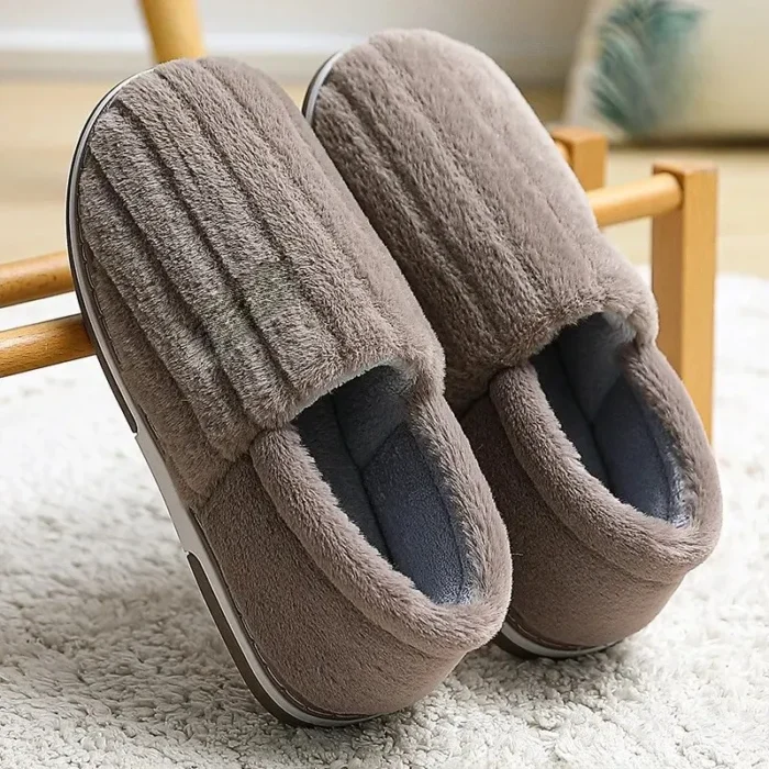 Winter Wool Warmth: Extra Cotton Slippers with Thick Anti-Slip Soles