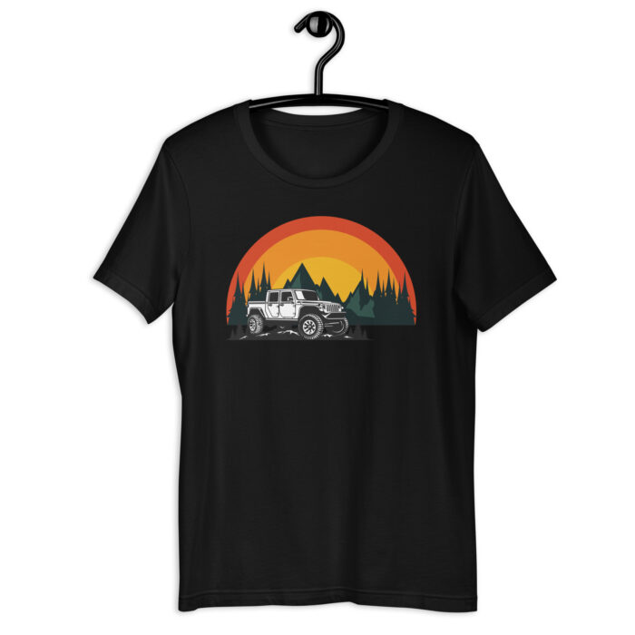 “Adventure Awaits” Tee – Camping Sunset Graphic – Nature’s Hues - Black, 2XL