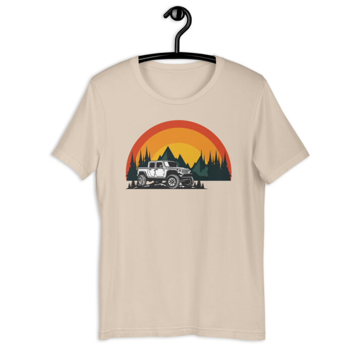 “Adventure Awaits” Tee – Camping Sunset Graphic – Nature’s Hues - Soft Cream, 2XL