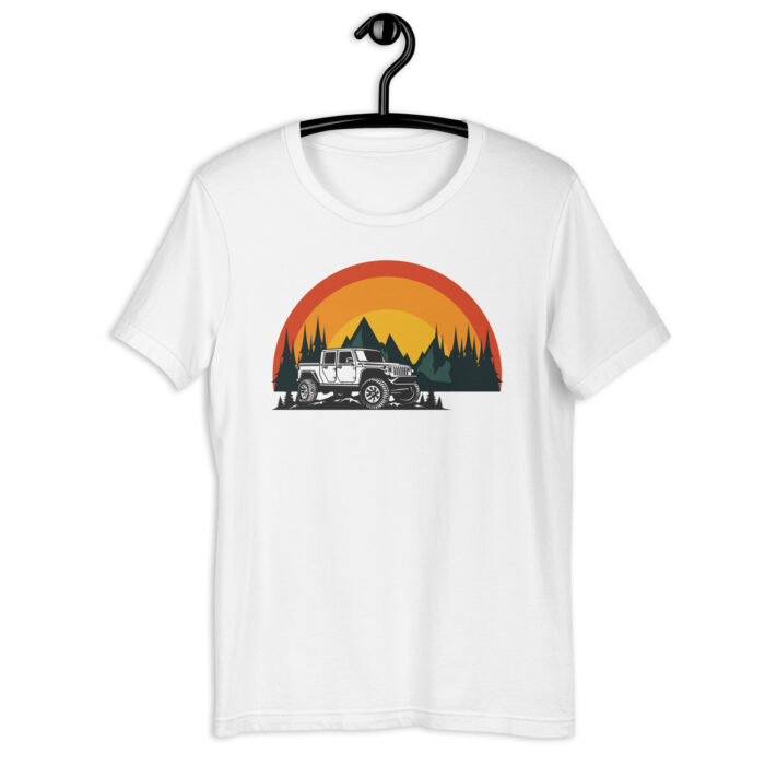 “Adventure Awaits” Tee – Camping Sunset Graphic – Nature’s Hues - White, 2XL