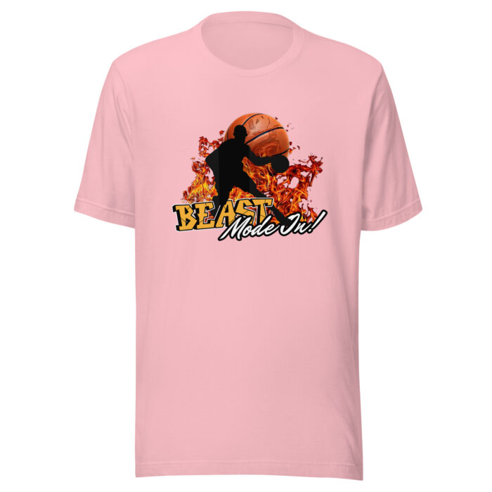 Beast Mode On Basketball T-Shirt – Black & Orange Bold Illustration - Pink, 2XL