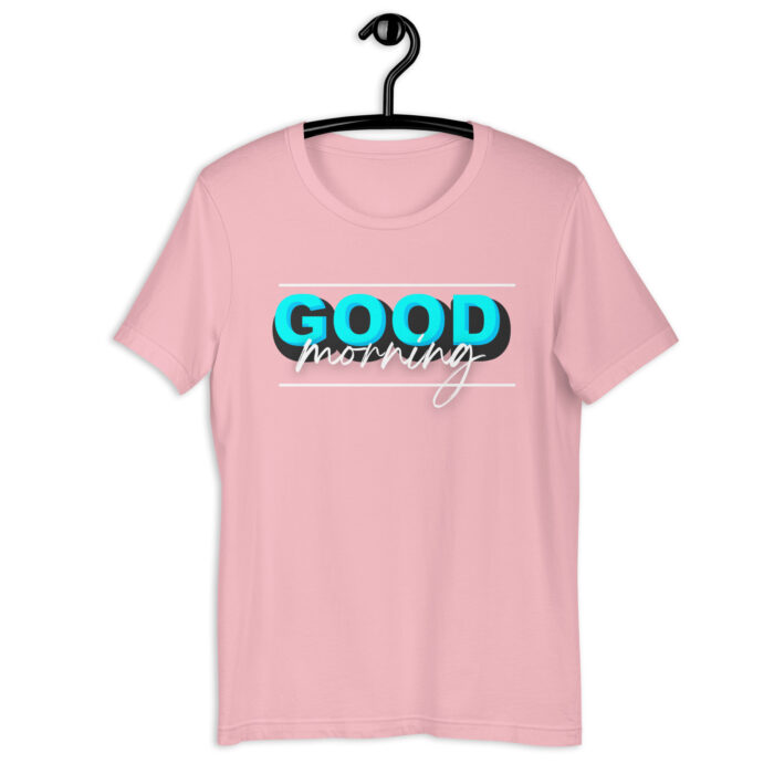 “Cheerful Dawn” Tee – ‘Good Morning’ Greeting – Soft Color Collection - Pink, 2XL