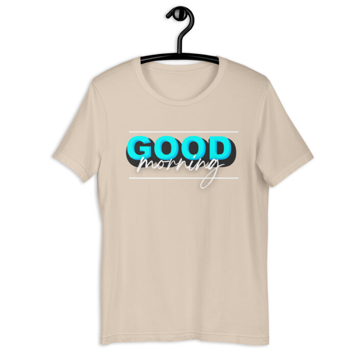 “Cheerful Dawn” Tee – ‘Good Morning’ Greeting – Soft Color Collection - Soft Cream, 2XL