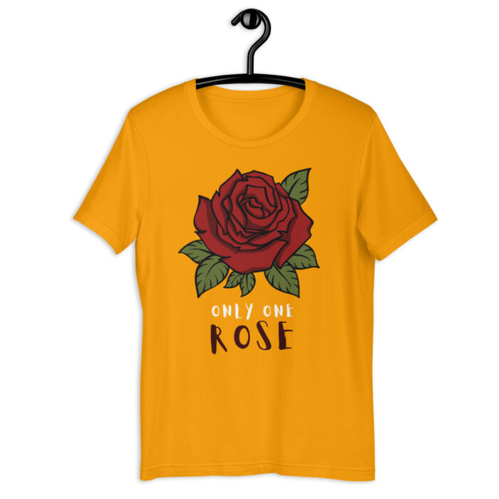 “Chic Rose” Floral Statement Tee – Elegant Color Collection - Gold, 2XL