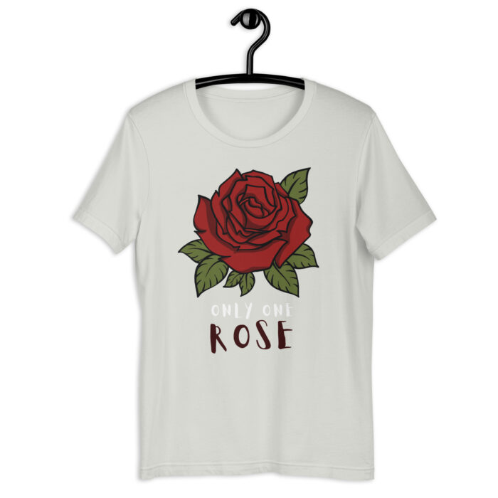 “Chic Rose” Floral Statement Tee – Elegant Color Collection - Silver, 2XL
