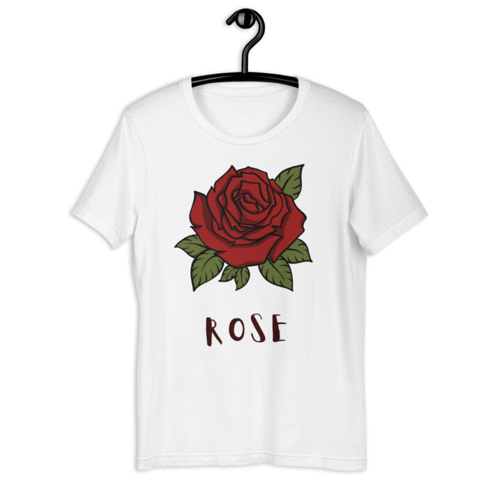 “Chic Rose” Floral Statement Tee – Elegant Color Collection - White, 2XL