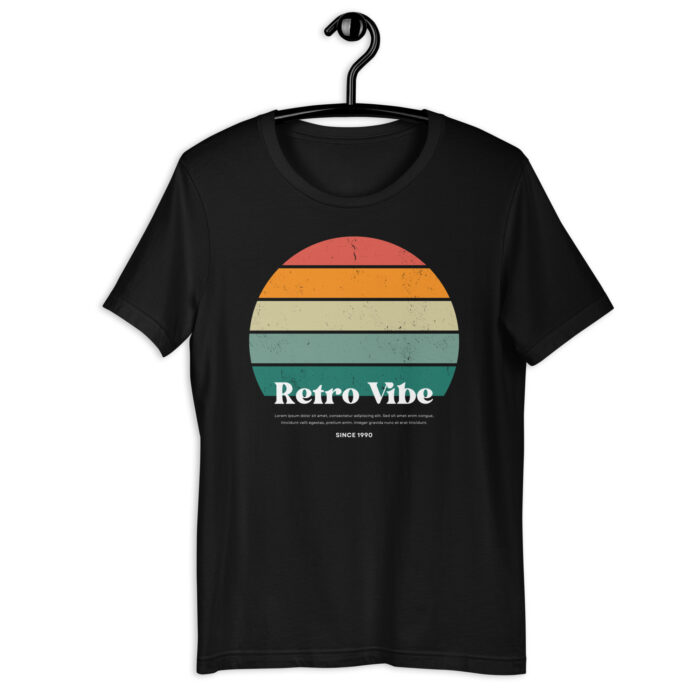 “Classic Sunset” Tee – ‘Retro Vibe’ Print – Nostalgic Color Collection - Black, 2XL