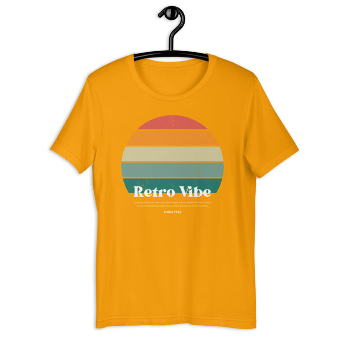 “Classic Sunset” Tee – ‘Retro Vibe’ Print – Nostalgic Color Collection - Gold, 2XL