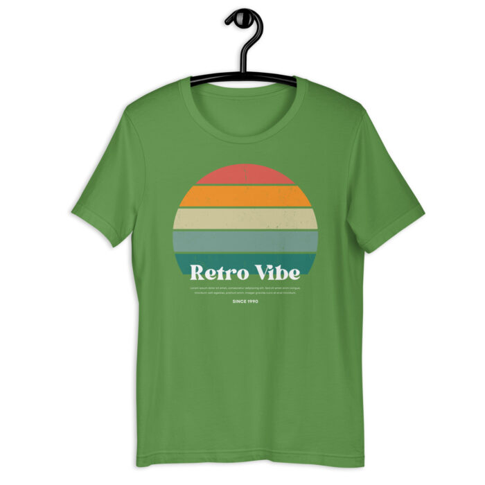 “Classic Sunset” Tee – ‘Retro Vibe’ Print – Nostalgic Color Collection - Leaf, 2XL