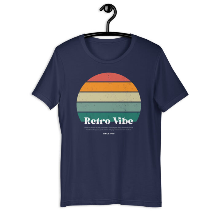 “Classic Sunset” Tee – ‘Retro Vibe’ Print – Nostalgic Color Collection - Navy, 2XL