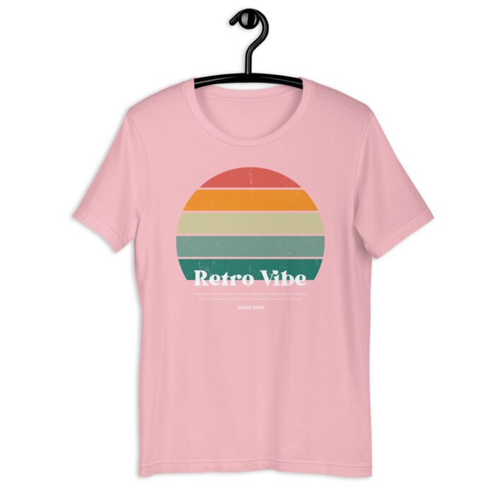 “Classic Sunset” Tee – ‘Retro Vibe’ Print – Nostalgic Color Collection - Pink, 2XL