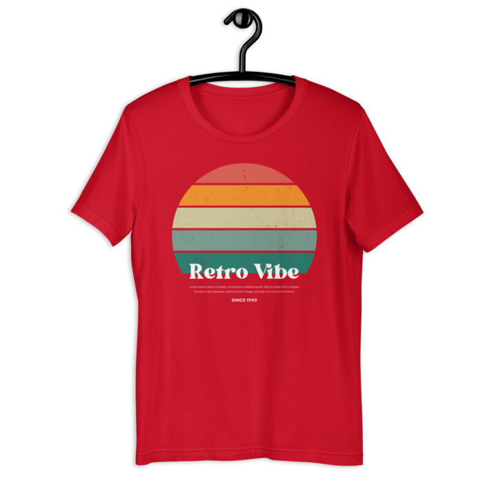 “Classic Sunset” Tee – ‘Retro Vibe’ Print – Nostalgic Color Collection - Red, 2XL