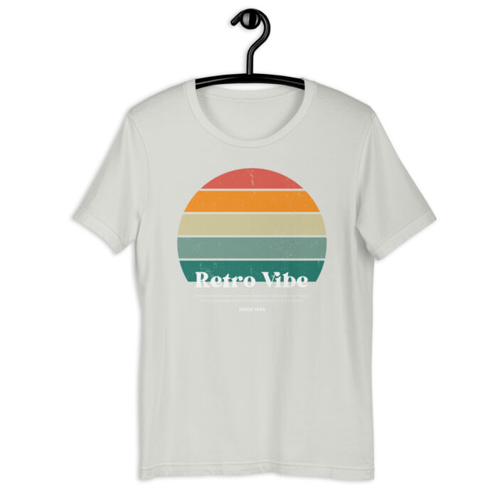 “Classic Sunset” Tee – ‘Retro Vibe’ Print – Nostalgic Color Collection - Silver, 2XL