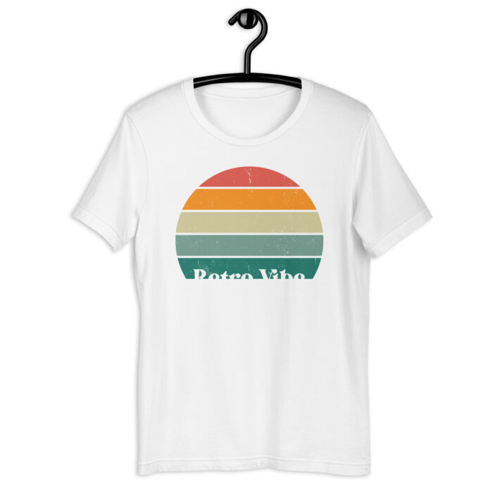 “Classic Sunset” Tee – ‘Retro Vibe’ Print – Nostalgic Color Collection - White, 2XL