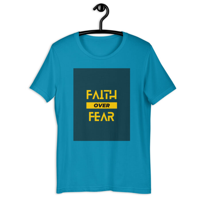 “Courageous Belief” Tee – ‘Faith Over Fear’ Bold Print – Empowering Color Variety - Aqua, 2XL