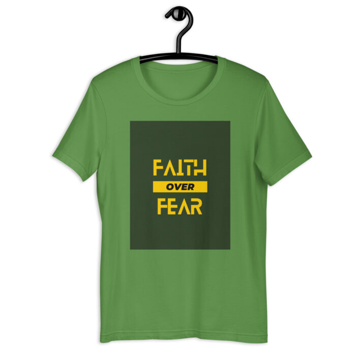 “Courageous Belief” Tee – ‘Faith Over Fear’ Bold Print – Empowering Color Variety - Leaf, 2XL