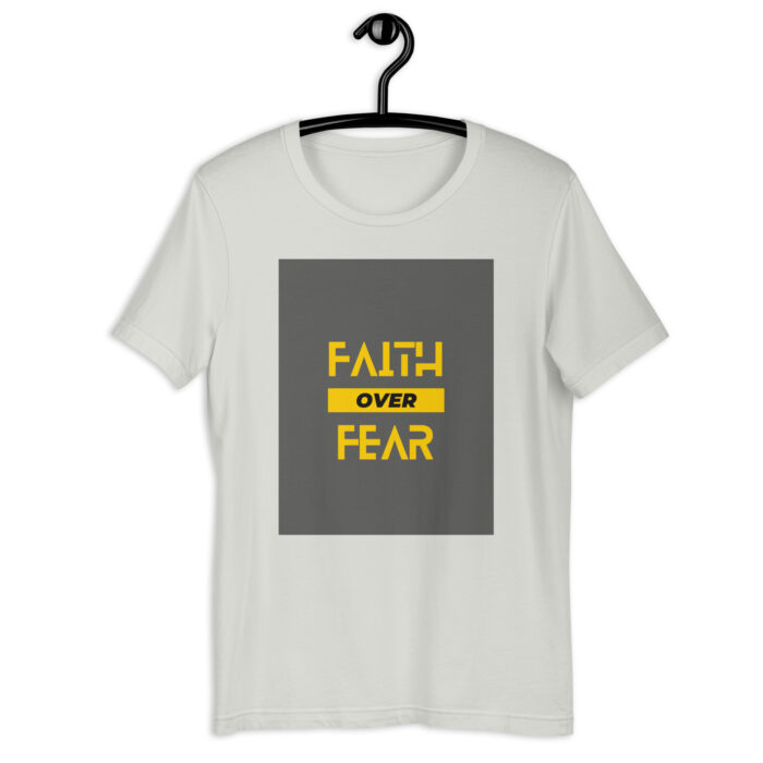 “Courageous Belief” Tee – ‘Faith Over Fear’ Bold Print – Empowering Color Variety - Silver, 2XL