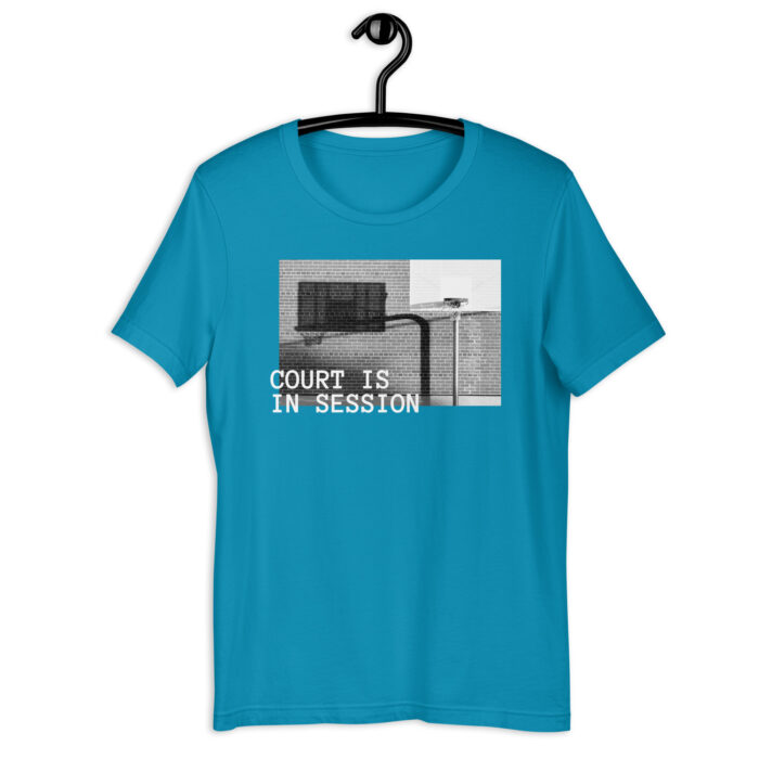 “Court Is In Session” Multi-Color Basketball Tee - Aqua, 2XL