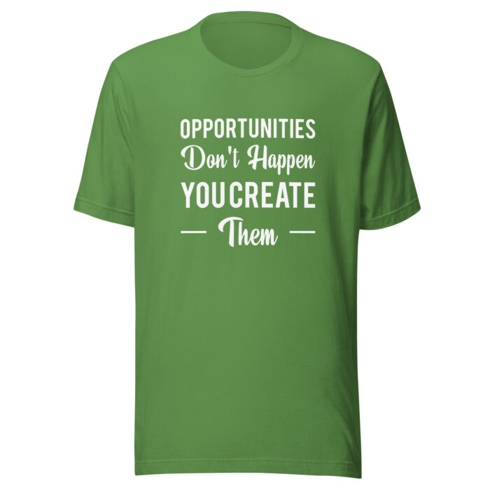 “Create Opportunities” Inspirational Quote Tee – Sleek Black - Leaf, 2XL