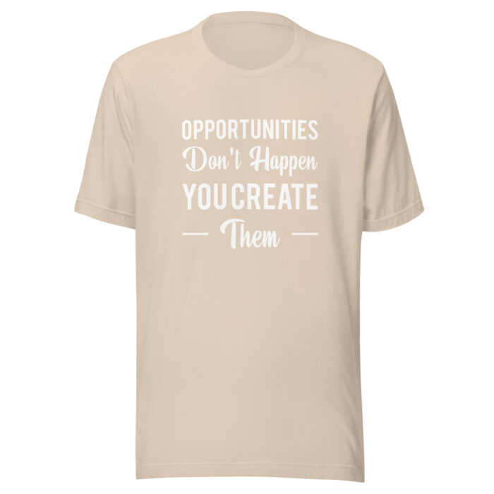 “Create Opportunities” Inspirational Quote Tee – Sleek Black - Soft Cream, 2XL