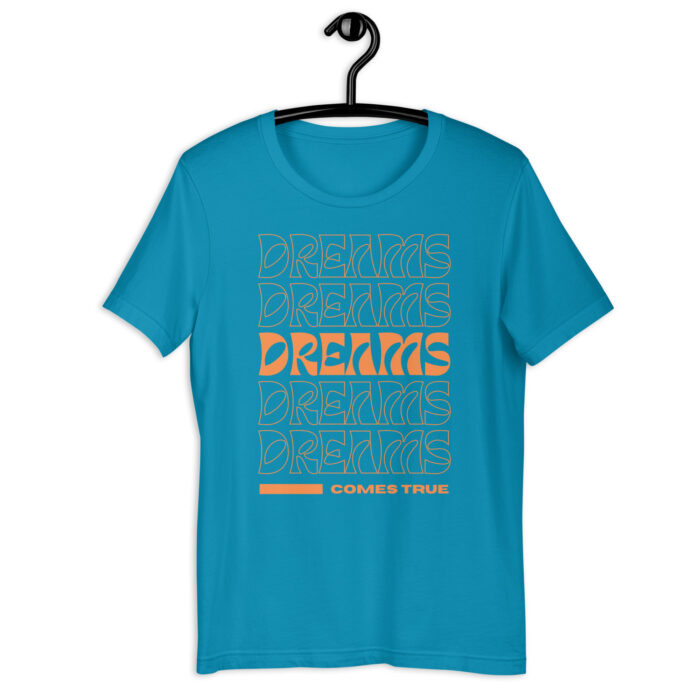 “Dream Manifest” Tee – ‘Dreams Come True’ Repeating Design – Aspirational Color Range - Aqua, 2XL