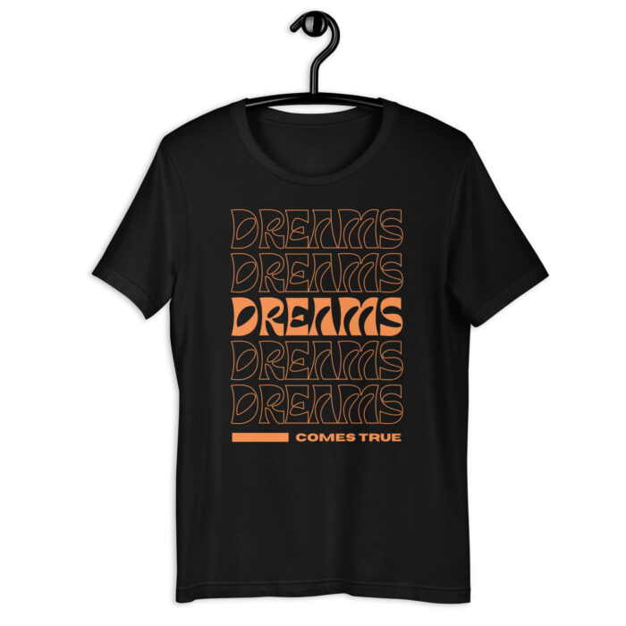 “Dream Manifest” Tee – ‘Dreams Come True’ Repeating Design – Aspirational Color Range - Black, 2XL