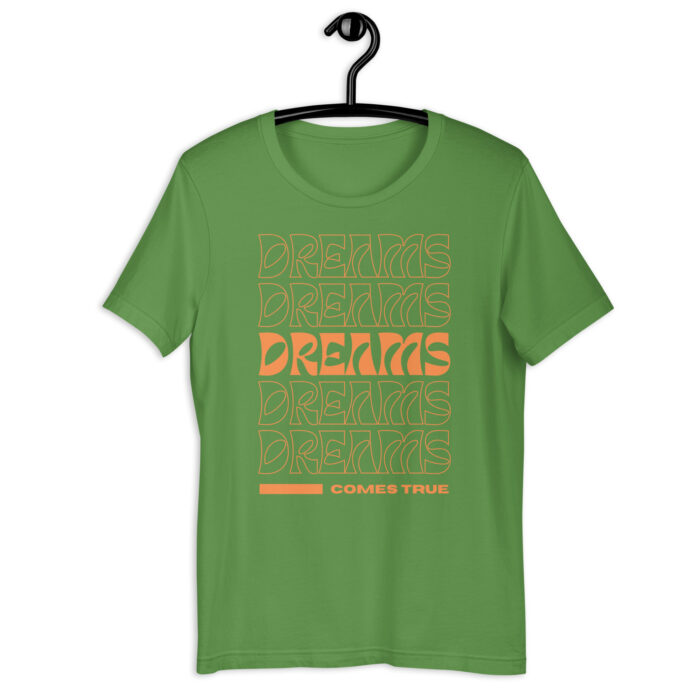 “Dream Manifest” Tee – ‘Dreams Come True’ Repeating Design – Aspirational Color Range - Leaf, 2XL