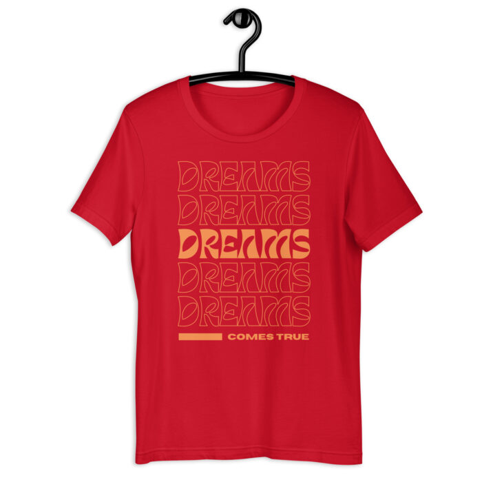 “Dream Manifest” Tee – ‘Dreams Come True’ Repeating Design – Aspirational Color Range - Red, 2XL