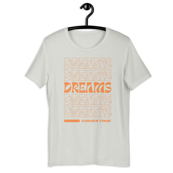 “Dream Manifest” Tee – ‘Dreams Come True’ Repeating Design – Aspirational Color Range - Silver, 2XL